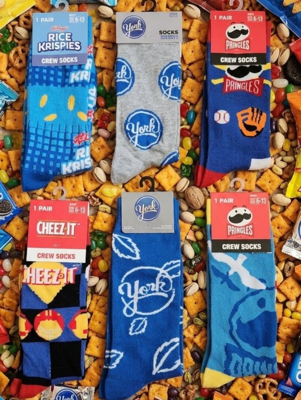 6 Snack Themed Crew Socks